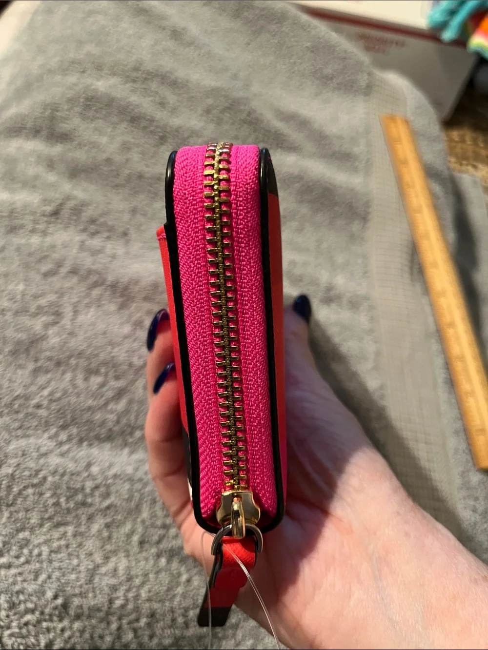 NWOT Kate Spade NY Continental Wallet Bonita Stripe Pattern Pink Zipper